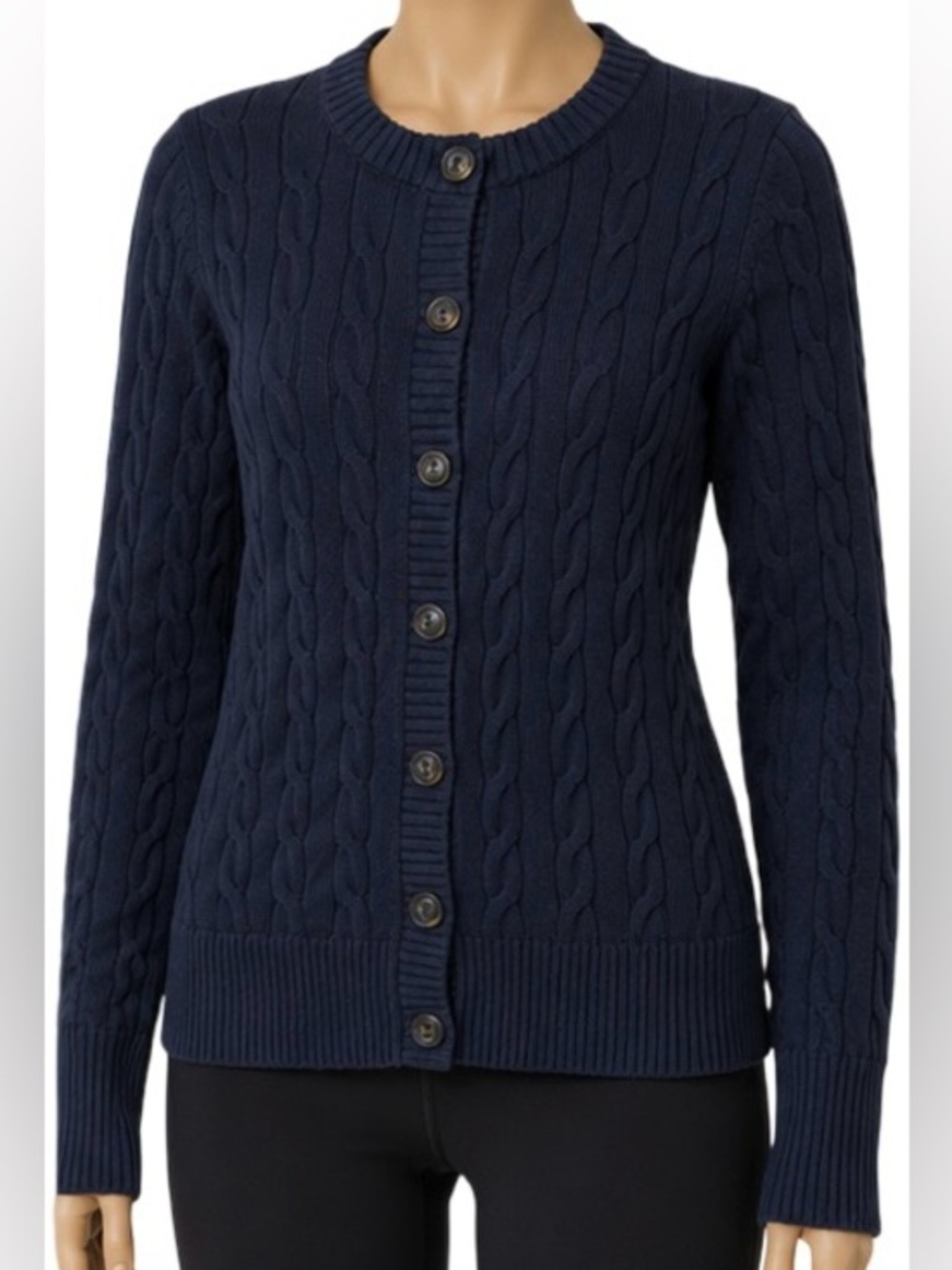 L.L. bean Women's The Original Double L Sweater, Cable Cardigan size medium